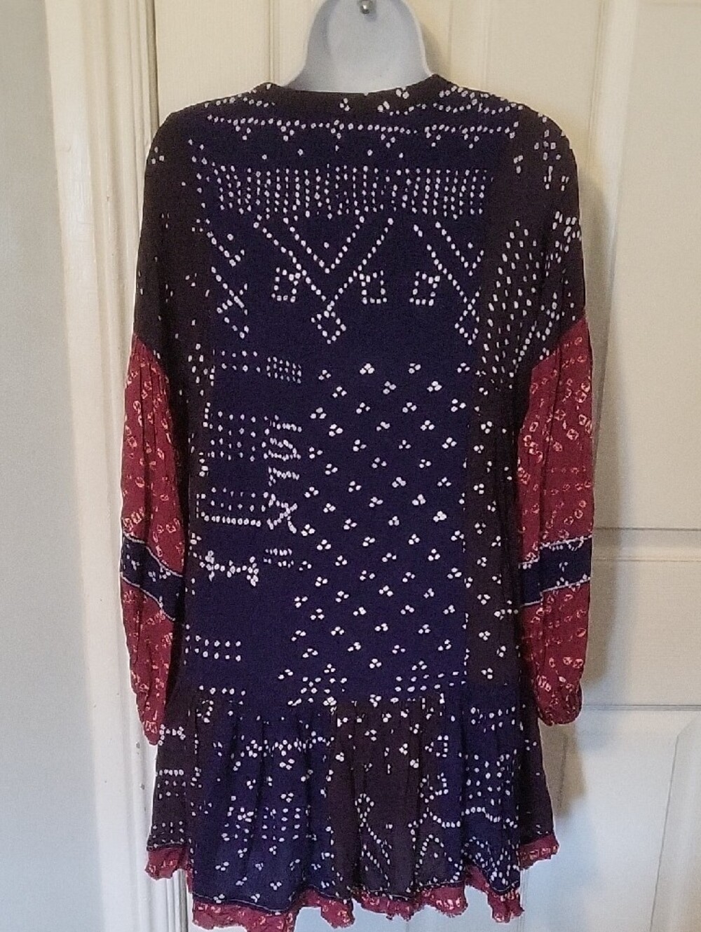 Free People Boho Shibory Tunic Shirtdress Indigo Combo XS - Picture 13 of 16